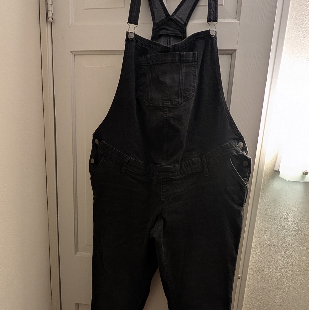 Black Denim Maternity Overalls